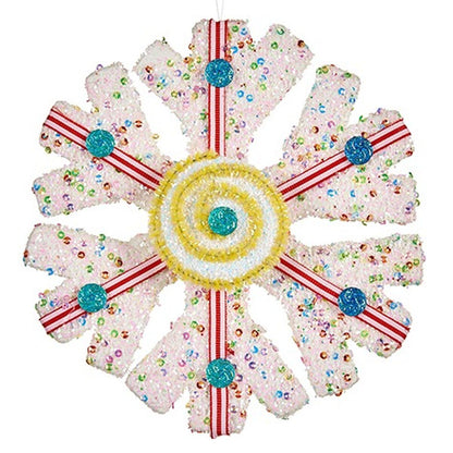 Christmas Ornament Snowflakes White Red 17 x 6 x 17 cm (8 Units)