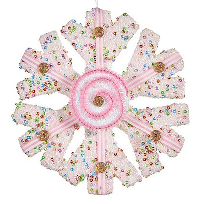 Christmas Ornament Snowflakes White Pink 17 x 6 x 17 cm (8 Units)