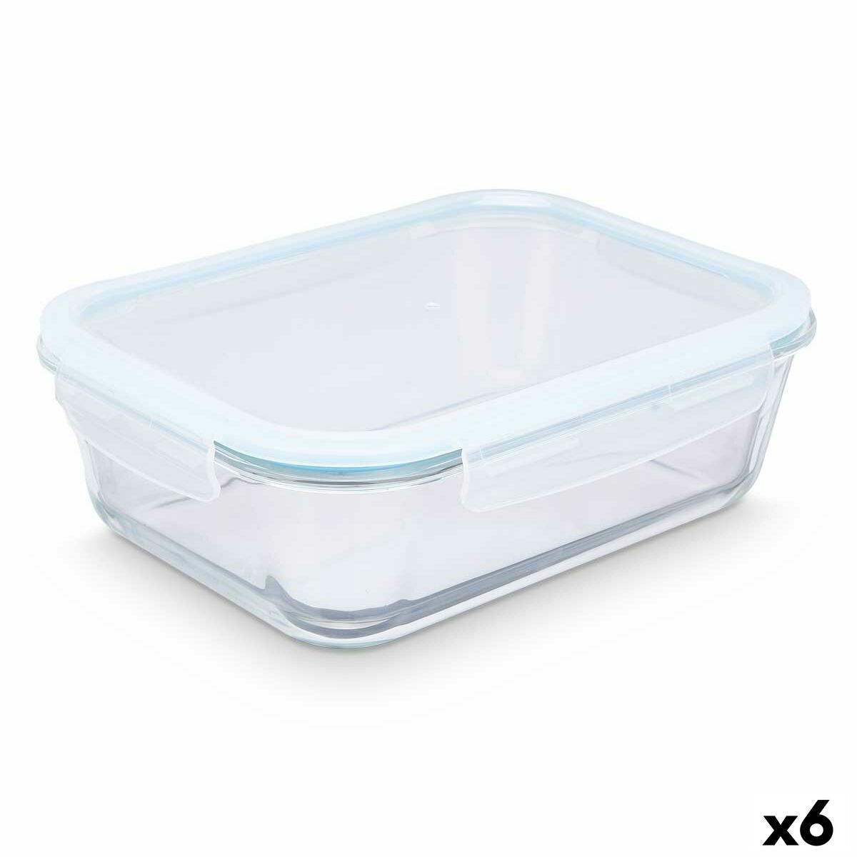 Transparent Silicone Lunch Box Borosilicate Glass 2.8 L 29.5 x 9 x 22.8 cm (6 Units)