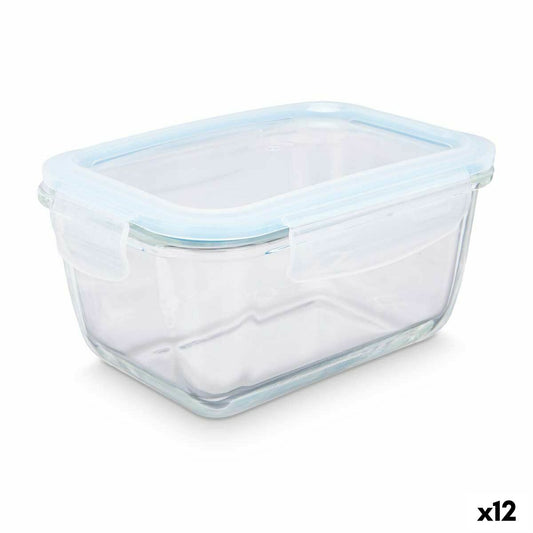 Transparent Silicone Lunch Box Borosilicate Glass 950 ml 18 x 8.8 x 13.5 cm (12 Units)