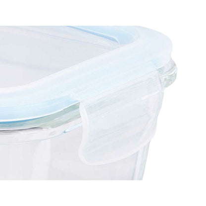 Transparent Silicone Lunch Box Borosilicate Glass 950 ml 18 x 8.8 x 13.5 cm (12 Units)