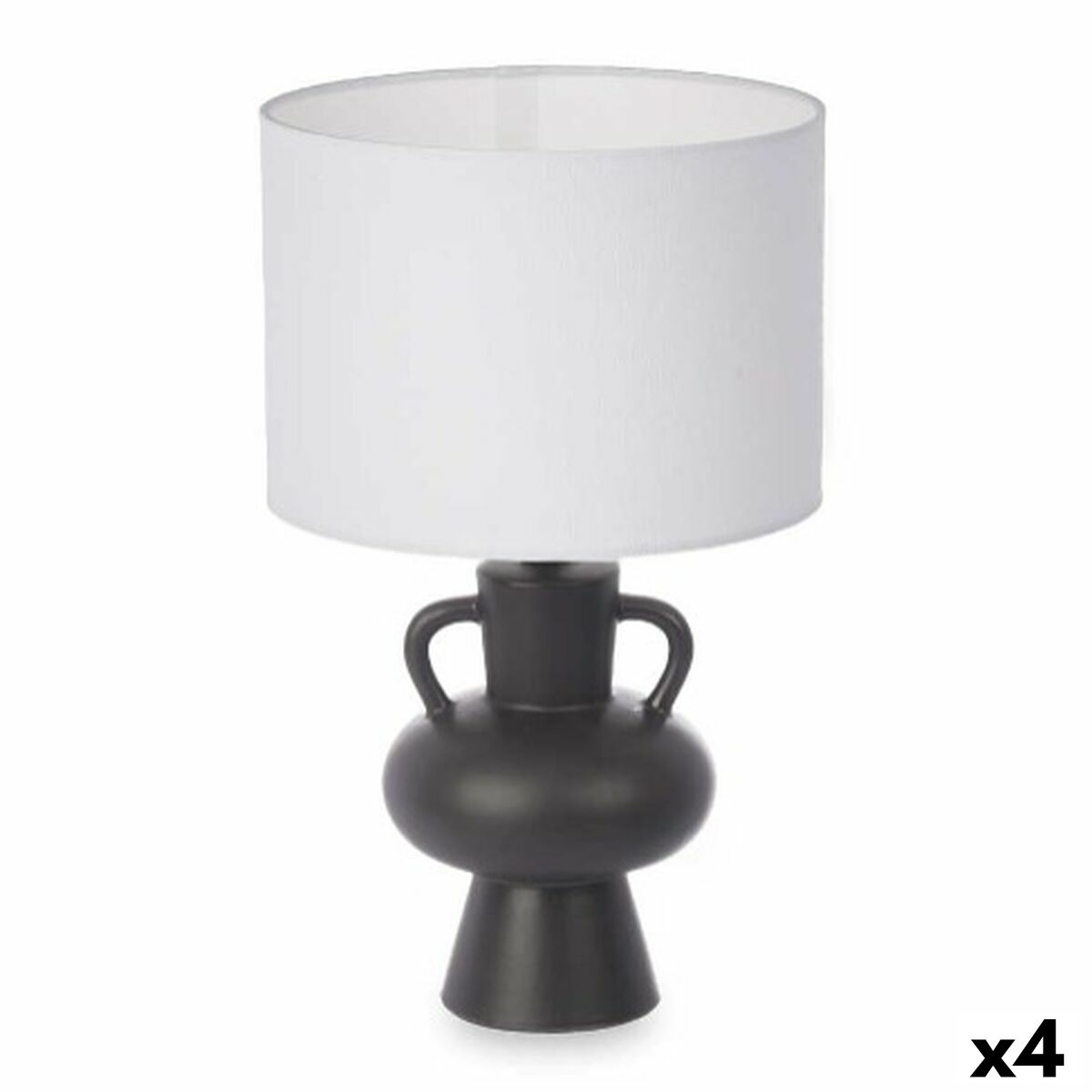 Table Lamp Vase 40 W Black Ceramic 24 x 39.7 x 24 cm (4 Units)