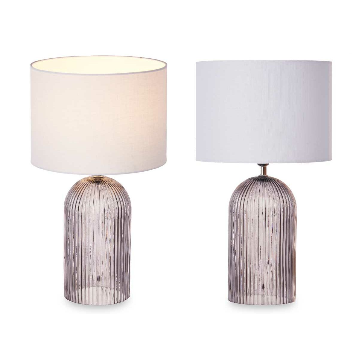 Striped Table Lamp 40 W Grey Crystal 25.5 x 43.5 x 25.5 cm (4 Units)