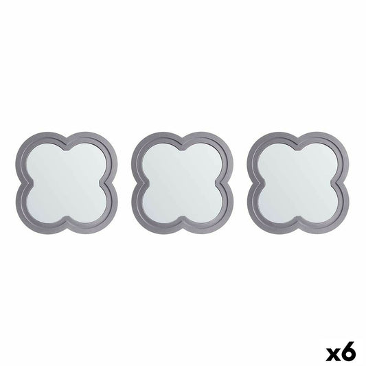 Set of Silver Flower Mirrors Polypropylene 78 x 26 x 2.5 cm (6 Units)