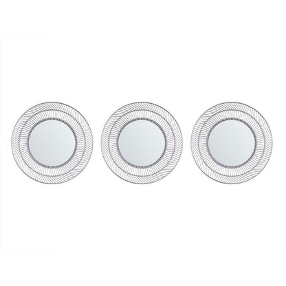 Set of Round Silver Polypropylene Mirrors 78 x 26 x 2.5 cm (6 Units)