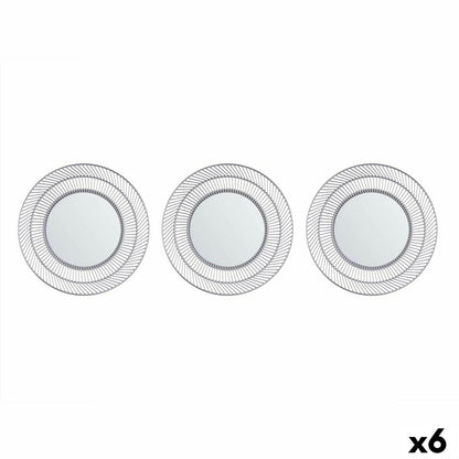 Set of Round Silver Polypropylene Mirrors 78 x 26 x 2.5 cm (6 Units)