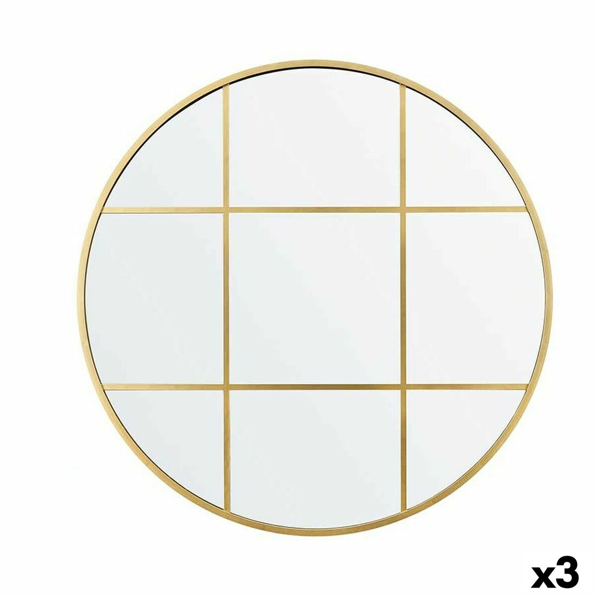 Wall Mirror Window Gold Polystyrene 80 x 80 x 3 cm (3 Units)