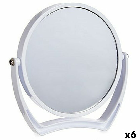 White Plastic Crystal Magnifying Mirror 19 x 18.7 x 2 cm (6 Units)