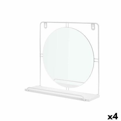 Wall Mirror White Metal Wood MDF 33.7 x 30 x 10 cm (4 Units)