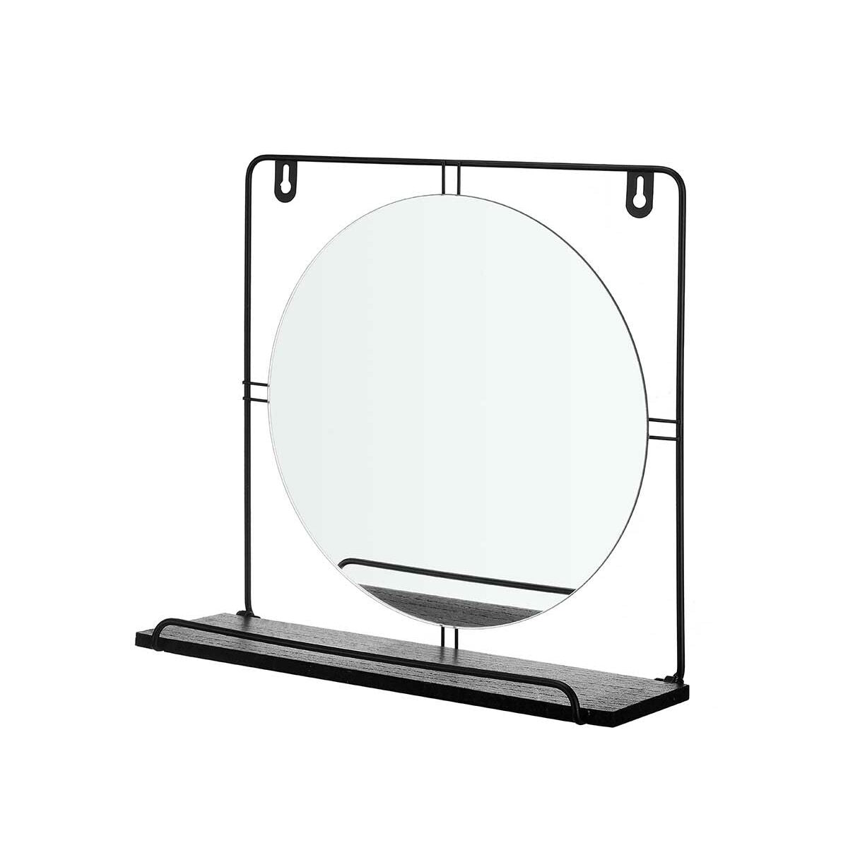 Wall Mirror Black Metal Wood MDF 33.7 x 30 x 10 cm (4 Units)