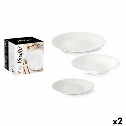 White Glass Dinnerware Set (2 Units) 18 Pieces