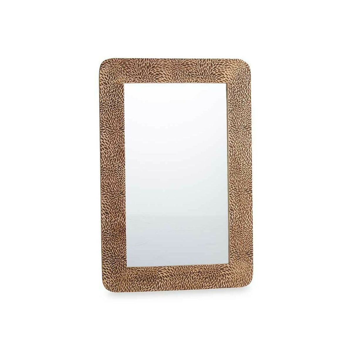 Wall Mirror Brown Mango Wood Leaves 90 x 60 x 2 cm