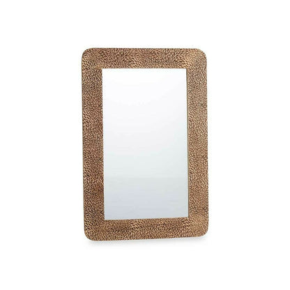 Wall Mirror Brown Mango Wood Leaves 90 x 60 x 2 cm