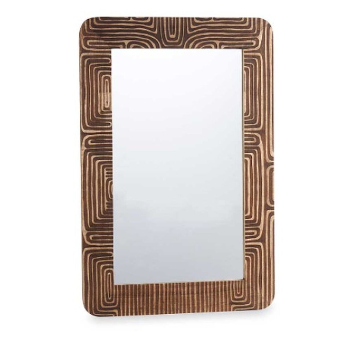 Wall Mirror Brown Mango Wood Curve 90 x 60 x 2 cm