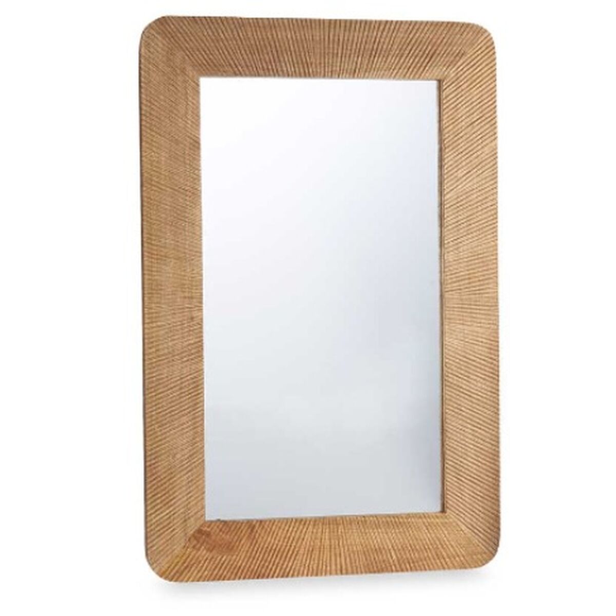 Wall Mirror Brown Mango Wood Stripes 90 x 60 x 2 cm