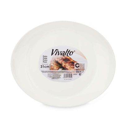 Plato Llano Blanco Vidrio 30,5 x 3 x 26 cm (18 Unidades)