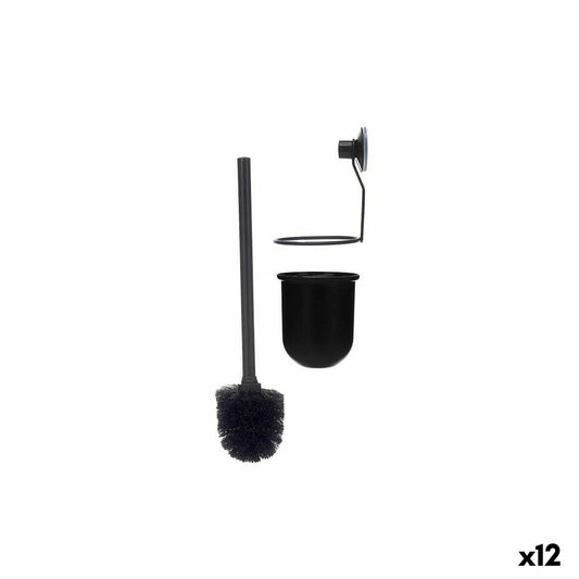 Black ABS Steel Toilet Brush 10 x 36 x 10 cm (12 Units)