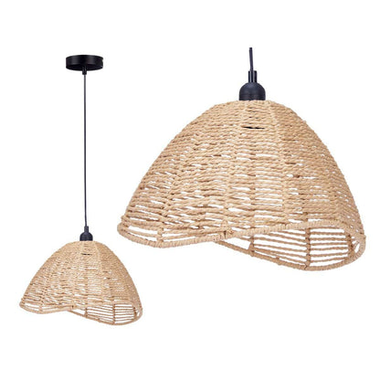 Natural Rattan Ceiling Lamp 60 W Conical 220 -240 V 34 x 20 x 30 cm (2 Units)