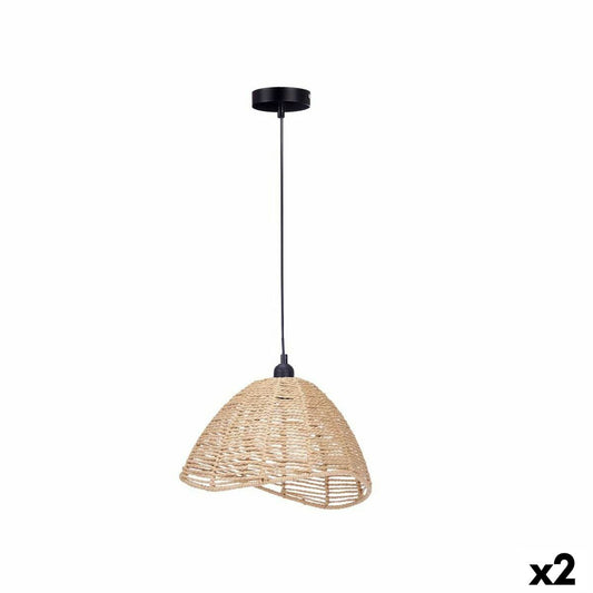 Natural Rattan Ceiling Lamp 60 W Conical 220 -240 V 34 x 20 x 30 cm (2 Units)