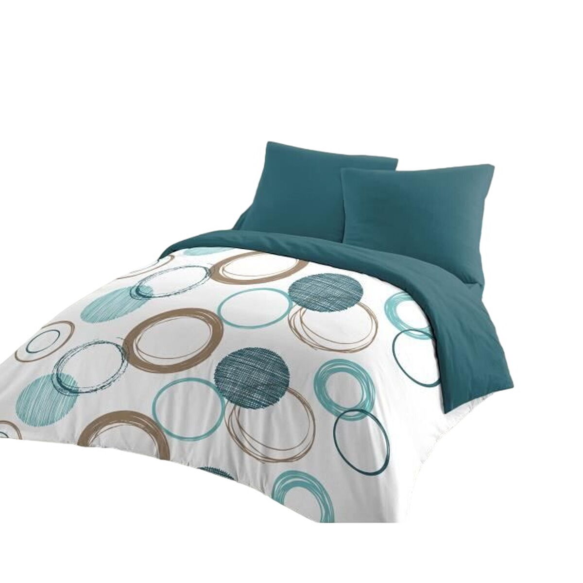 HOME LINGE PASSION Duvet Cover Green Circles 220 x 240 cm