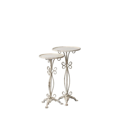 Set of 2 Cream Iron Tables 40 x 40 x 77 cm (2 Units)