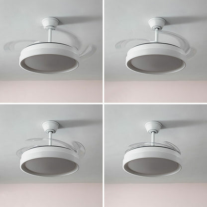 Ceiling Fan with LED Light and 4 Retractable Blades Blalefan InnovaGoods White 72 W Ø49.5-104 cm