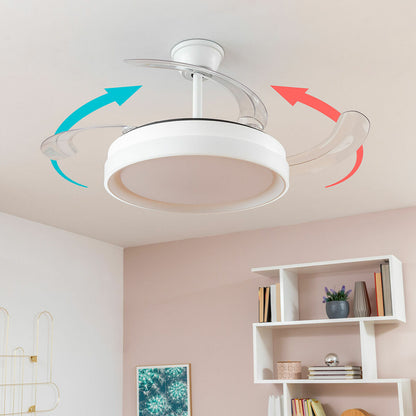 Ceiling Fan with LED Light and 4 Retractable Blades Blalefan InnovaGoods White 72 W Ø49.5-104 cm