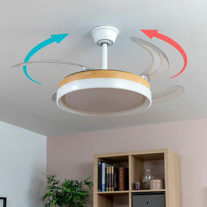 Ceiling Fan with LED Light and 4 Retractable Blades Blalefan InnovaGoods Wood 72 W Ø49.5-104 cm