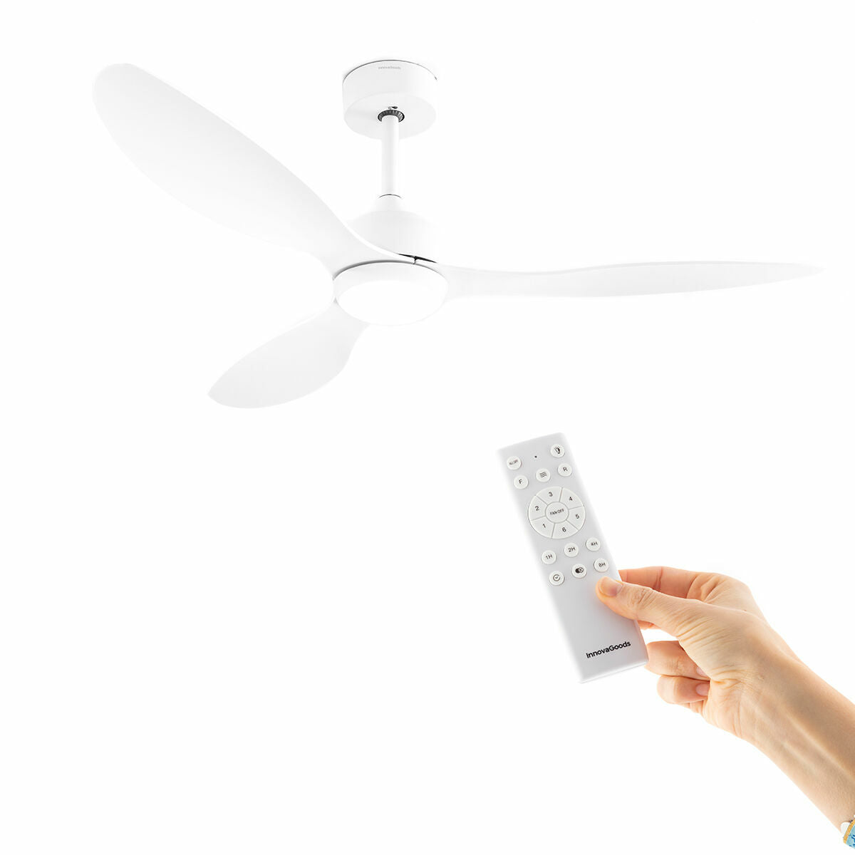 Ceiling Fan with LED Light and 3 ABS Blades Flaled InnovaGoods White 36 W 52" Ø132 cm