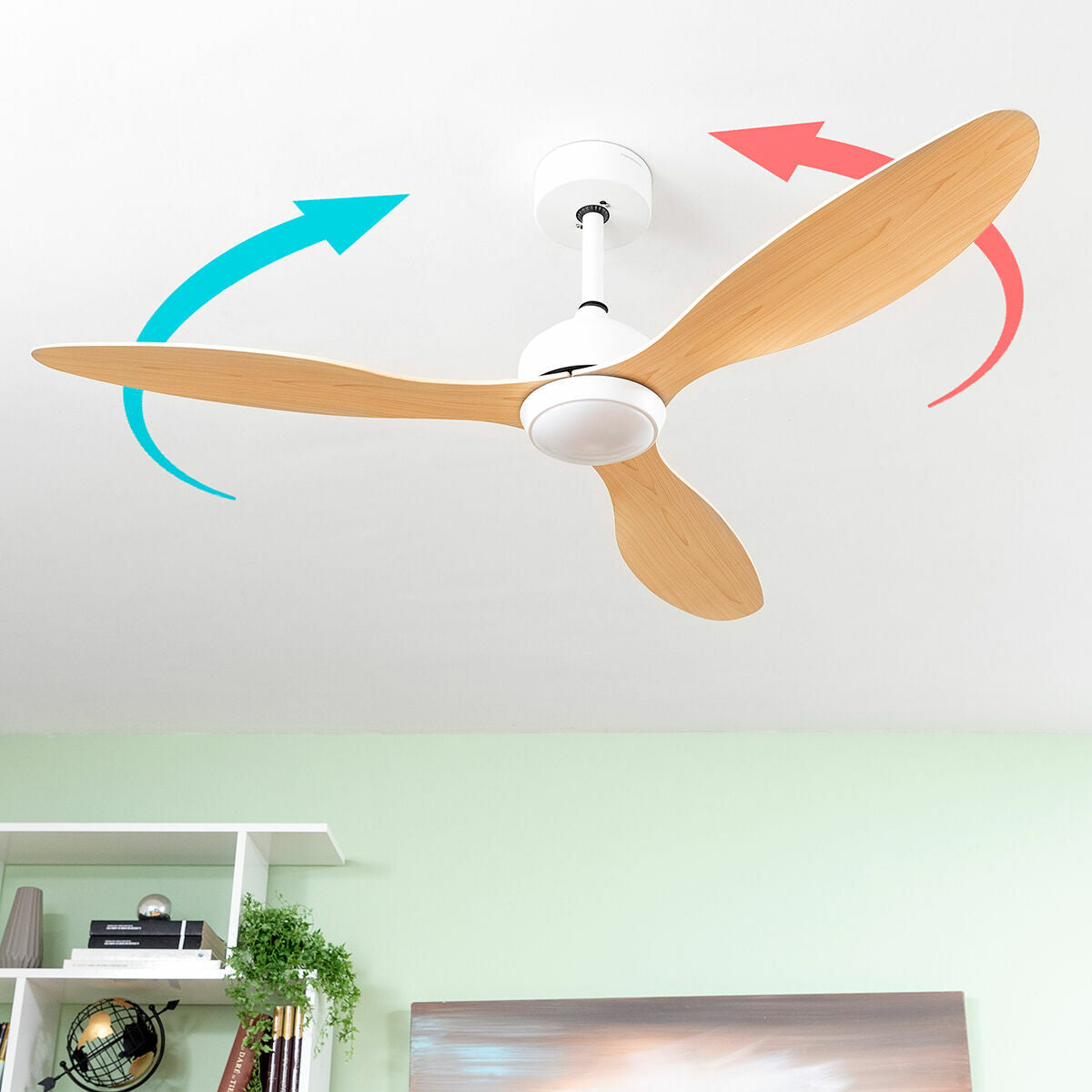 Ceiling Fan with LED Light and 3 ABS Blades Wuled InnovaGoods Wood 36 W 52" Ø132 cm