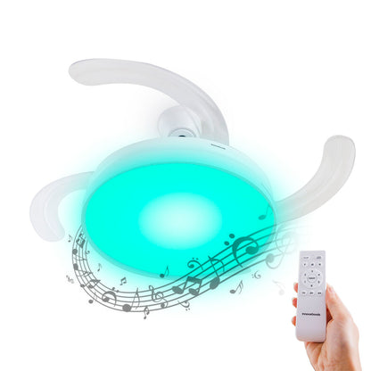 Ventilador de Techo con LED, Altavoz y 4 Aspas Retráctiles Notefan InnovaGoods Blanco 36 W Ø49,5-104 cm